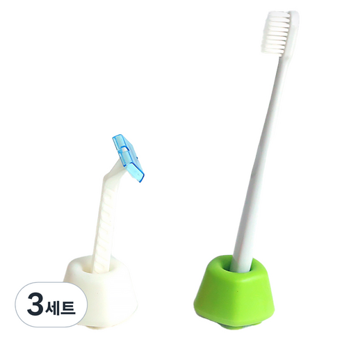 새드리 다용도 실리콘 캔디 칫솔꽂이 2종 세트, 화이트, 애플그린, 3세트