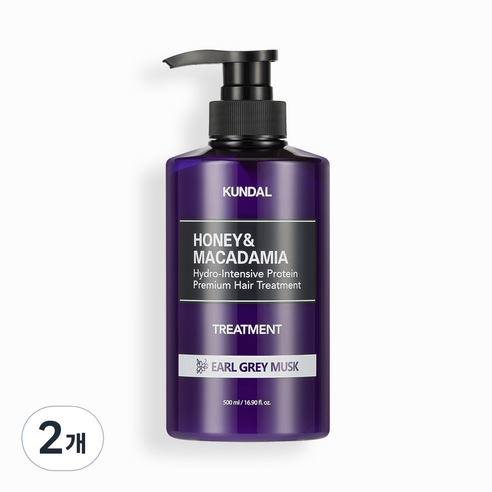 쿤달 허니 앤 마카다미아 헤어 트리트먼트 얼그레이머스크향, 2개, 500ml