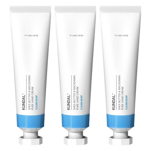 쿤달 시어버터 앤 마카다미아 퓨어 핸드크림 클린솝, 50ml, 3개