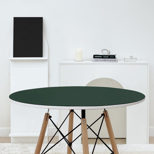 어나더 가죽식탁보 방수 원형, 블랙 + 그린, 지름 70cm, 1개