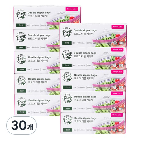 프로그 더블 지퍼백 중형 20매입 냉장용, 30개