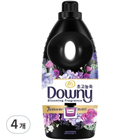 다우니 7일간 피어나는 향수 초고농축 섬유유연제 미스티크 본품, 1L, 4개