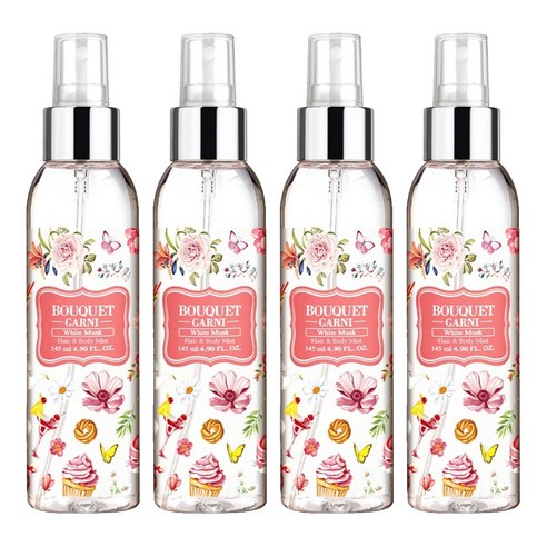 부케가르니 프래그런스드 헤어 앤 바디미스트 화이트머스크, 145ml, 4개