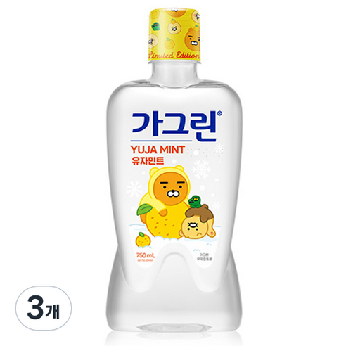 가그린 구강세정제 유자민트향, 3개, 750ml