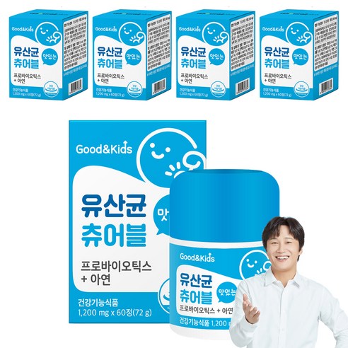 굿앤키즈 맛있는 유산균 츄어블, 60정, 5개