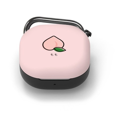 구스페리 큐티후르츠 디자인 갤럭시 버즈라이브/버즈프로 케이스 + 키링, 단일상품, 복숭아