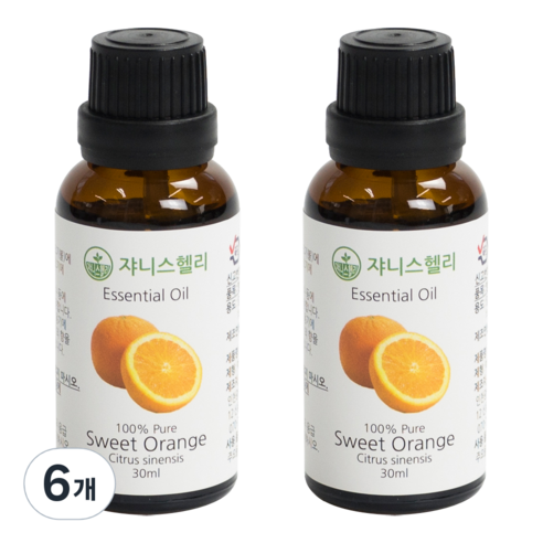 쟈니스헬리 아로마 에센셜 스위트오렌지 오일, 30ml, 6개