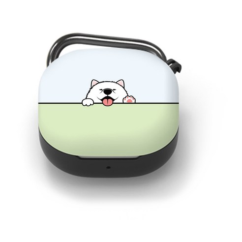 구스페리 공룡멍뭉 디자인 갤럭시 버즈라이브 케이스 + 키링, 안녕하개