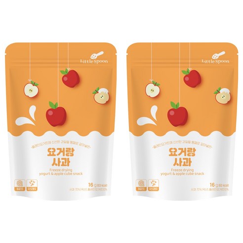 리틀스푼 요거랑 사과 동결건조 요거트 큐브 스낵 16g, 2개