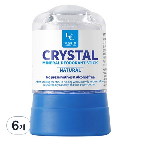 더블유피부연구소 크리스탈 데오드란트 네추럴, 45g, 6개