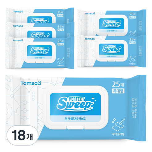 탐사 물걸레 청소포 특대형 캡형, 50g, 25매, 18개