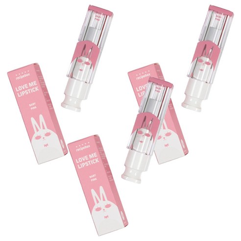 레시피박스 키즈 러브미 립스틱 3.5g, 베이비 핑크, 3개