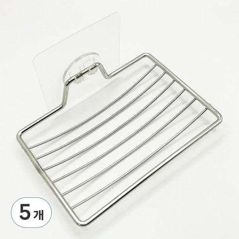 디엔오 부착식 무타공 물빠짐 비누 받침대, 실버, 5개