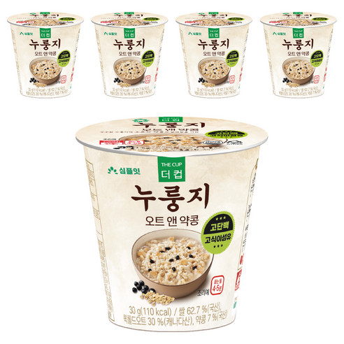 심플잇 더컵누룽지 오트 앤 약콩, 30g, 5개