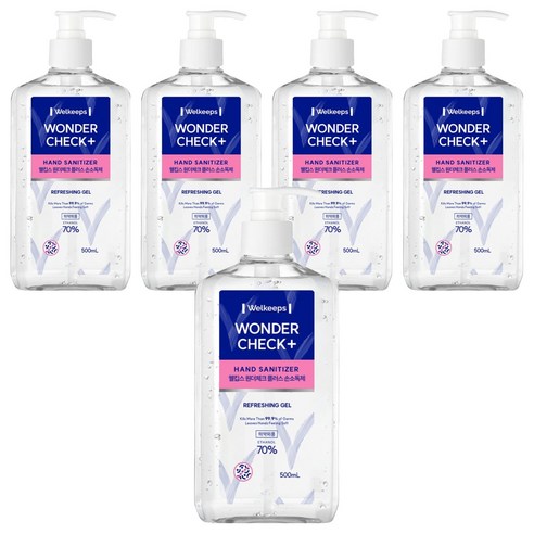 웰킵스 원더체크 플러스 손소독제 세정제, 500ml, 5개