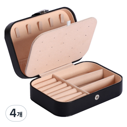세컨드베스트 사각 이중 보관 악세사리보관함 16 x 11 x 5 cm, 블랙, 4개