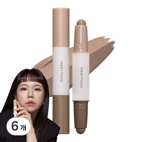 메리쏘드 더블 컨투어 스틱 3.3g, 02 토피 브라운, 6개