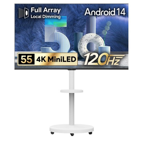 더함 CHiQ 4K QLED MiniLED UHD DLG 120Hz 로컬디밍 돌비 AI 구글 5.0 스마트TV + 삼탠바이미 이동식 TV 스탠드 울트라 세트, 140cm(55인치), UA551MINILED Google5.0 120Hz 2025C, 스탠드형, 고객직접설치