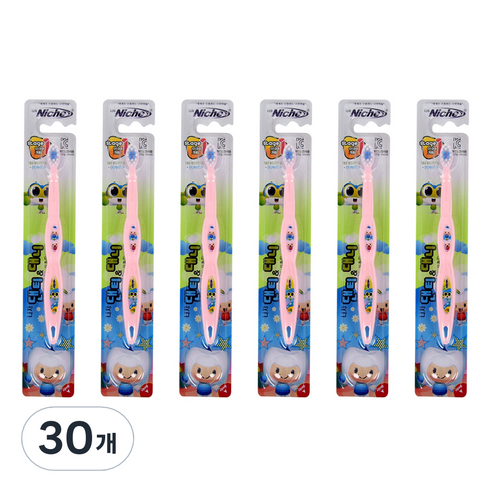 니치 댄티앤대니 1단계 어린이 칫솔, 혼합 색상, 30개, 1개입