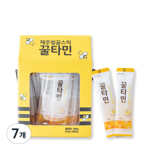 꿀타민 청정 제주 야생화 벌꿀스틱 7호, 360g, 7개