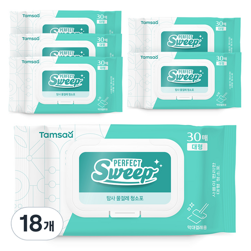 탐사 물걸레 청소포 대형 30매 캡형, 50g, 18개