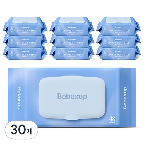 베베숲 클린비데 화장실용 물티슈 캡형, 55g, 48매, 30개