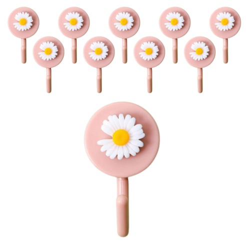리빙홈디테일 러블리 접착 걸이, 10개, 꽃
