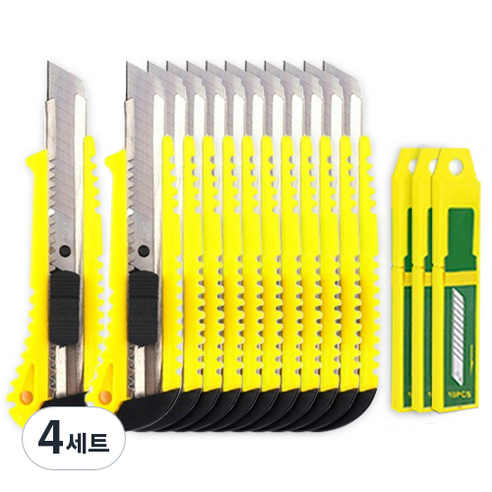 다다 보급형 223 대형 커터칼 12p + 칼날 30p, 혼합색상, 4세트