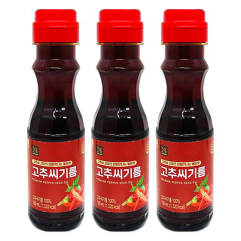 꼬손 고추씨기름, 3개, 160ml