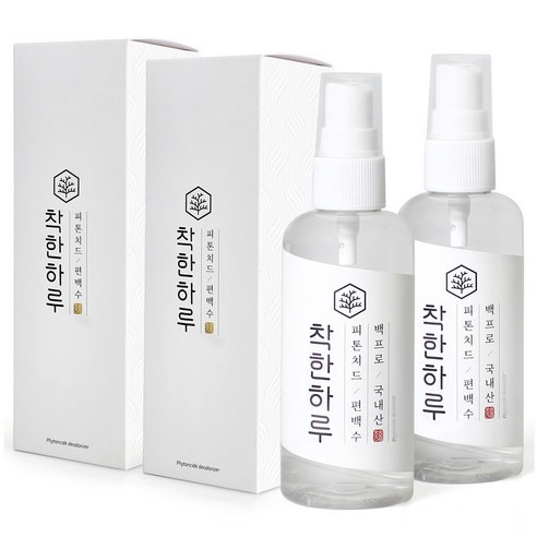 착한하루 피톤치드 편백수 탈취제 휴대용 스프레이, 2개, 100ml