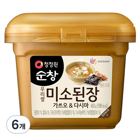 청정원순창 미소된장 가쓰오 앤 다시마, 450g, 6개