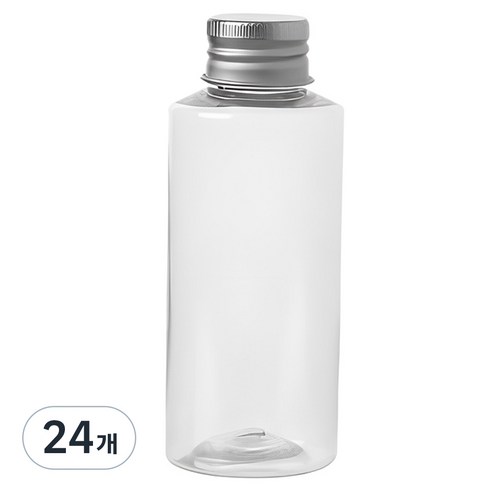 AC100 투명 음료용기 알루미늄 실버캡, 100ml, 24개
