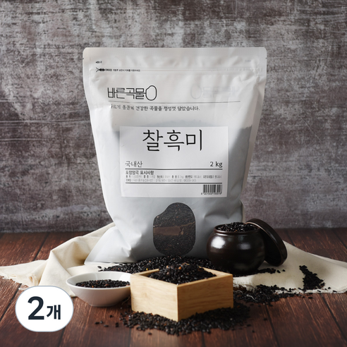 바른곡물 국산 찰흑미, 2kg, 2개