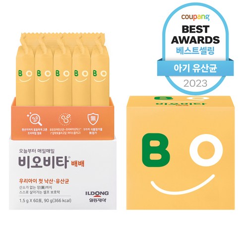 일동제약 비오비타 배배 유아 유산균, 60포, 90g, 1개 헬스/건강식품 Best Top5