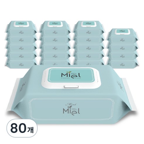 미엘 민트 물티슈 캡형, 35g, 100매, 80개