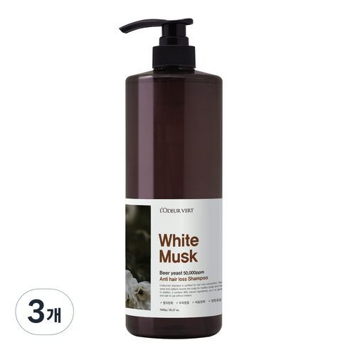 로더베르 맥주효모 50000ppm 탈모완화 샴푸 화이트머스크, 3개, 1000ml