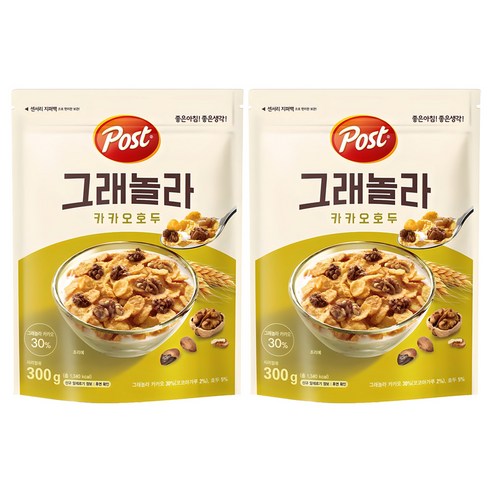 포스트 그래놀라 카카오호두 시리얼, 300g, 2개