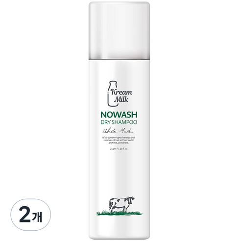 크림밀크 노워시 드라이 샴푸 화이트머스크향, 211ml, 2개