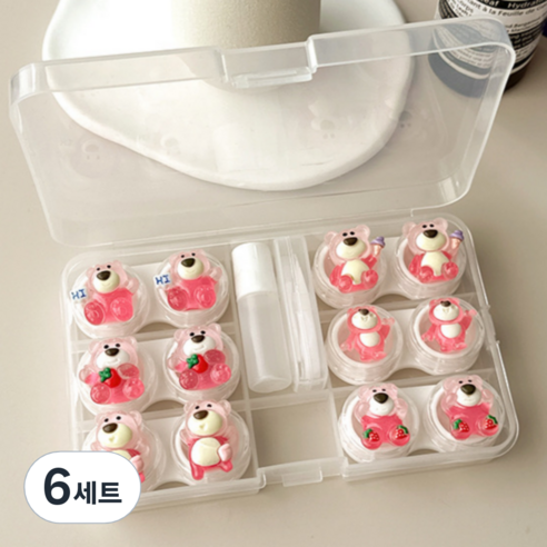 특별한상점 요일별 6개 귀여운 콘택트렌즈 케이스 흡착봉 집게 세트, D, 6세트