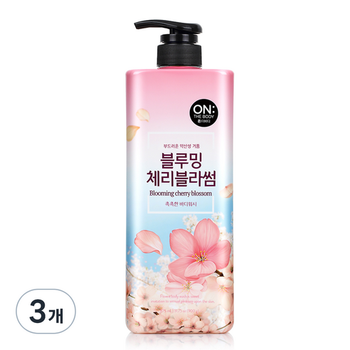 온더바디 플라워 약산성 퍼퓸 바디워시 블루밍 체리블라썸 향, 900g, 3개 900g × 3개 섬네일