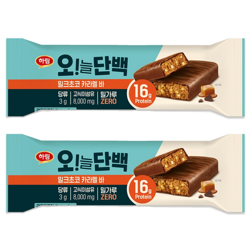 하림 오!늘단백 밀크초코 카라멜 바, 48g, 2개