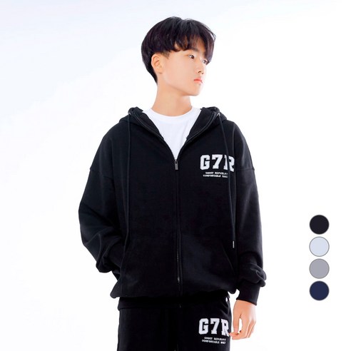 고스트리퍼블릭 아동용 G7R 아치드 오버핏 기모 후드집업 JHZ-J271