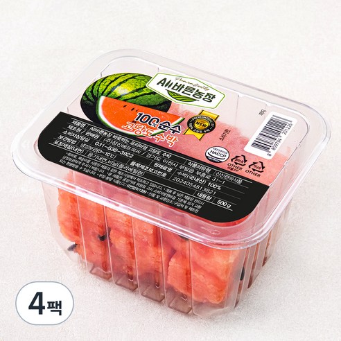 All바른농장 바로먹는 프리미엄 고당도 수박, 500g, 4팩