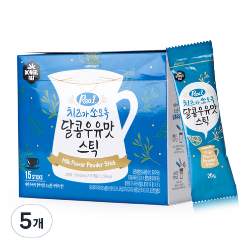 동일에프앤티 치즈가 쏘오옥 달콤우유맛 스틱, 20g, 15개입, 5개