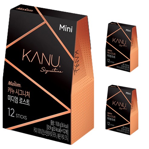 맥심 카누 시그니처 미디엄 로스트 미니 원두커피믹스, 0.9g, 12개입, 3개