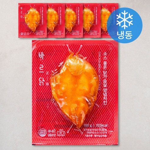 바르닭 소스품은 닭가슴살 양념치킨 (냉동), 100g, 1개입, 6개