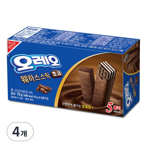 [동서식품] 오레오 초코웨하스 스틱 75g, 4개