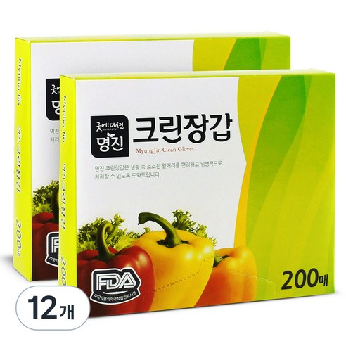 명진 크린 위생장갑 200매, 200개입, 12개