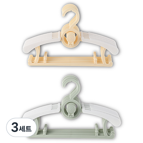 잇곰 미끄럼방지 아동용 옷걸이 2종 x 5p 세트, 옐로우, 그린, 3세트