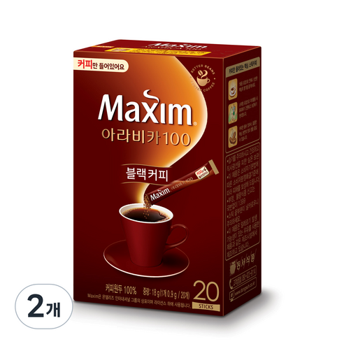 맥심 아라비카100 블랙커피, 0.9g, 20개입, 2개, 900mg